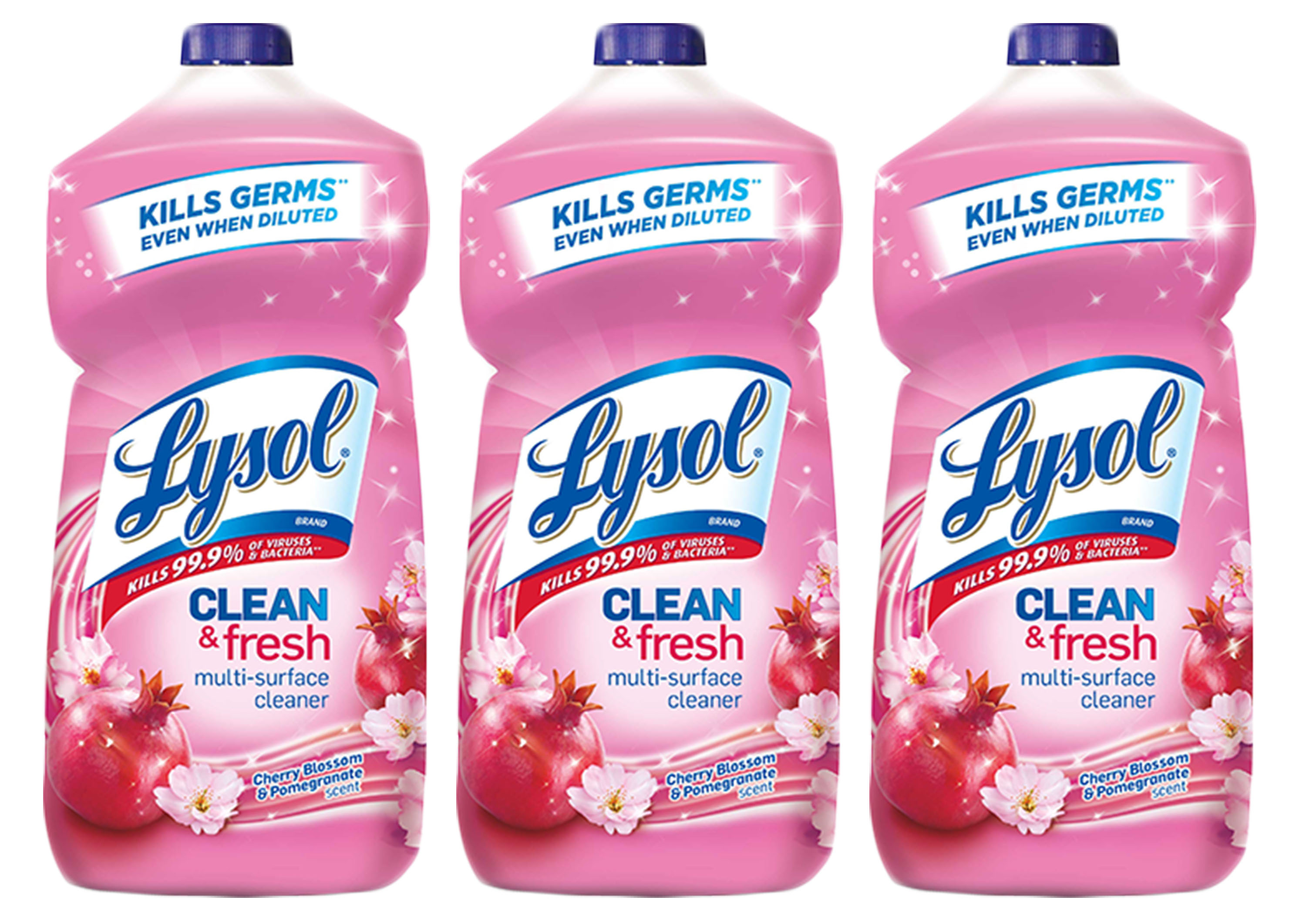 3 Lysol Clean & Fresh MultiSurface Cleaner Cherry Blossom Pomegranate
