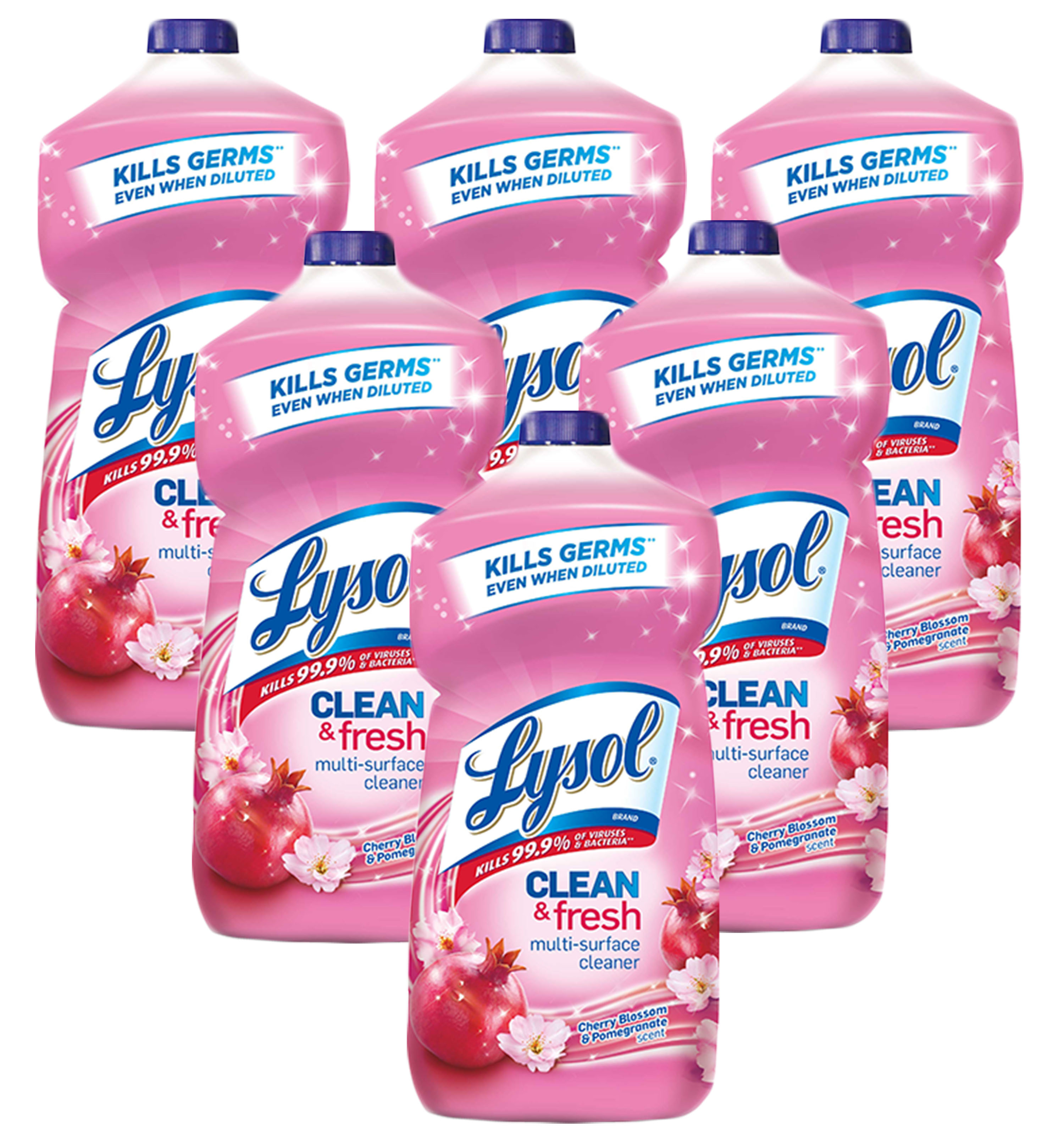 6 Lysol Clean & Fresh MultiSurface Cleaner Cherry Blossom Pomegranate